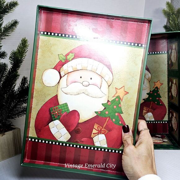 Cozy Santa Claus Gift Box Classic Christmas Cartoon Holiday Storage Keepsake Red - Picture 3 of 10